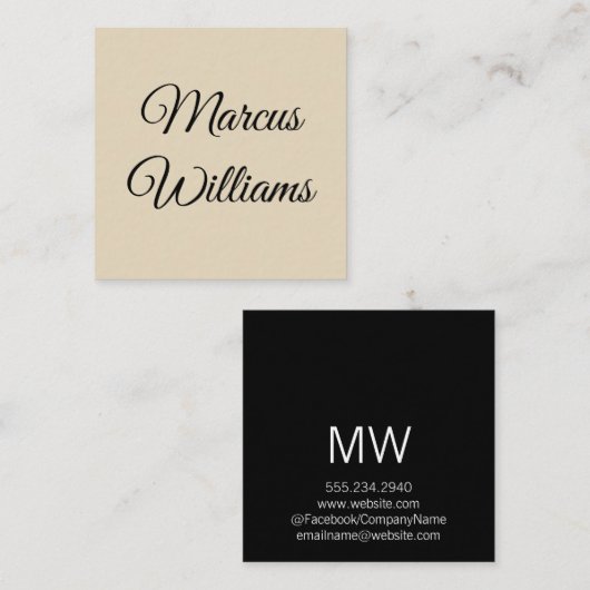 スクリプト文字接線 スクエア名刺 (正面/裏面)