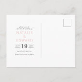 スクリプト文字結婚とリング 案内ポストカード (裏面)