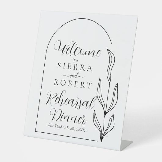 スクリプト文字+アーチリハーサルディナーウェルカム 台座サイン (正面)