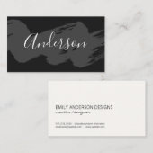 スクリプト文字/ブラシ付き（グレー） 名刺 (正面/裏面)