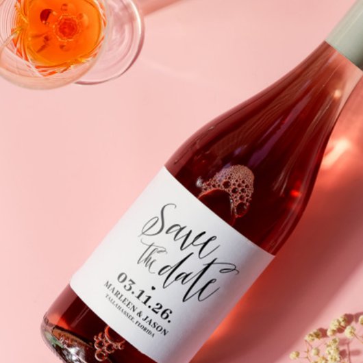 スクリプト日付ワインラベルきらめくを保存 スパークリングワインラベル