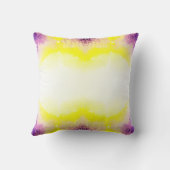 スクリプト暗い赤紫色黄色の白い水色の"夢" クッション (裏面)