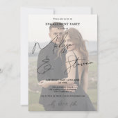 スクリプト書道の黒い婚約写真の名前 招待状 (正面)