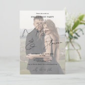 スクリプト書道の黒い婚約写真の名前 招待状 (スタンド正面)