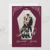 スクリプト棺の写真ゴシックハロウィン結婚ズ サンキューカード (正面)