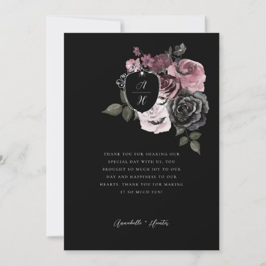 スクリプト棺の写真ゴシックハロウィン結婚ズ サンキューカード (裏面)