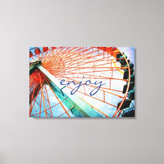 スクリプト楽しむカーニバル観覧車の写真はっきりした キャンバスプリント (正面)