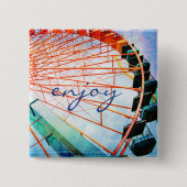 スクリプト楽しむカーニバル観覧車の写真はっきりした 缶バッジ (正面)