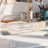 スクリプト水色ピンクブラック金ゴールド大理石事業 デスクネームプレート