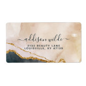 スクリプト水色ピンクブラック金ゴールド大理石出荷 ラベル (正面)