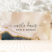 スクリプト水色ピンクブラック金ゴールド大理石QRコード 名刺