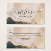 スクリプト水色ピンク黒金ゴールド大理石ギフトカード (正面&裏面)