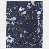 スクリプト海軍金ゴールドホワイトスノーキャビン湖の家の木 フリースブランケット (正面)