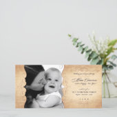 スクリプト渦巻きヴィンテージセピアのクリスマスフォトカード シーズンカード (スタンド正面)