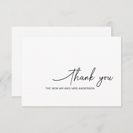 スクリプト渦巻形の白黒結婚のサンキューカード サンキューカード (正面/裏面)