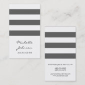 スクリプト灰色の白いストライプパターン名刺 名刺 (正面/裏面)