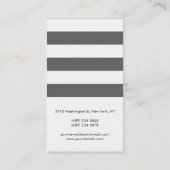 スクリプト灰色の白いストライプパターン名刺 名刺 (裏面)