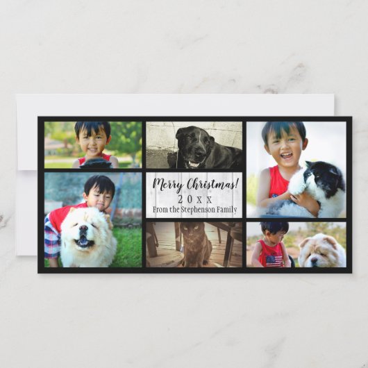 スクリプト白木6枚フォトコラージクリスマス シーズンカード (正面)