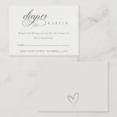 スクリプト白黒おむつラッフルベビーシャワー エンクロージャーカード (正面/裏面)