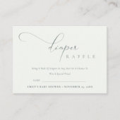 スクリプト白黒おむつラッフルベビーシャワー エンクロージャーカード (正面)