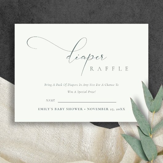スクリプト白黒おむつラッフルベビーシャワー エンクロージャーカード