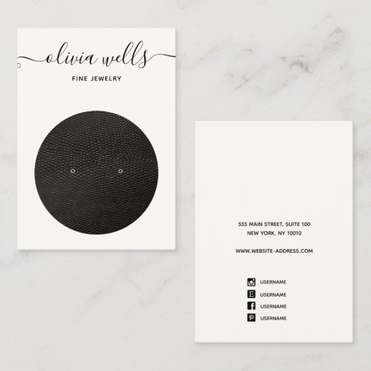 スクリプト白黒イヤリング表示名刺 名刺 (正面/裏面)