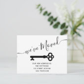 スクリプト白黒ミニマル鍵移動アナウンス 案内ポストカード (スタンド正面)