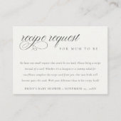 スクリプト白黒レシピ要求ベビーシャワー エンクロージャーカード (正面)