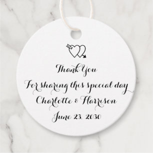 スクリプト白黒結婚ハートのギフト フェイバータグ