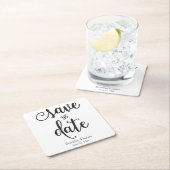 スクリプト白黒Date Coastersを保存 スクエアペーパーコースター (インサイチュ)