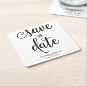 スクリプト白黒Date Coastersを保存 スクエアペーパーコースター (アングル)