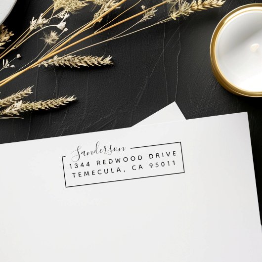 スクリプト素朴の姓の矩形差出人住所 セルフインキングスタンプ