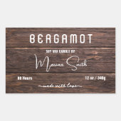 スクリプト素朴ウッドキャンドルラベル 長方形シール (正面)