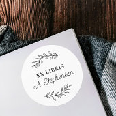 スクリプト素朴ボタニカル離れ蔵書票Ex Libris ラウンドシール