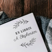 スクリプト素朴ボタニカル離れ蔵書票Ex Libris ラバースタンプ