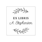 スクリプト素朴ボタニカル離れ蔵書票Ex Libris ラバースタンプ (インプリント)