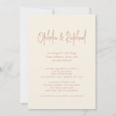 スクリプト素朴QRコードBoho Cream結婚's 招待状 (正面)