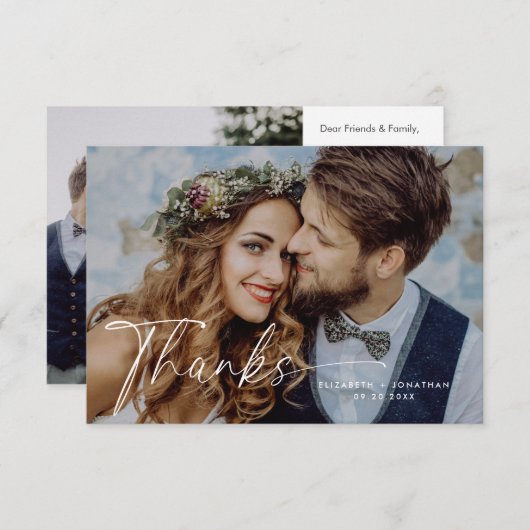 スクリプト結婚のサンキューカード サンキューカード (正面/裏面)