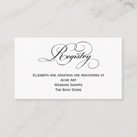 スクリプト結婚のレジストリ情報カード エンクロージャーカード (正面)