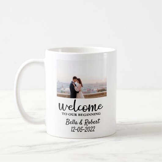 スクリプト結婚のWelcome Sign Foam Board コーヒーマグカップ (左)