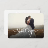 スクリプト結婚式の日の写真の手書き サンキューカード (正面/裏面)