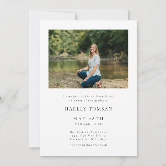 スクリプト縦型写真卒業招待状 招待状 (裏面)