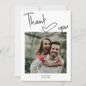 スクリプト署名ハート結婚写真 サンキューカード (正面)