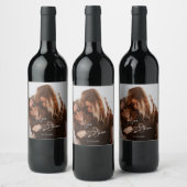 スクリプト署名ハート結婚写真 ワインラベル (ボトル)