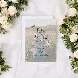 スクリプト署名ハート結婚写真 招待状