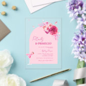 スクリプト花びら&プロセッコピンクフローラブライダルシャワー アクリル招待状 (インサイチュ (ウェディング))