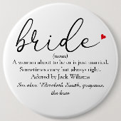 スクリプト花嫁の定義、ブライダルシャワー結婚、 缶バッジ (正面)