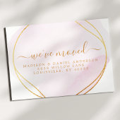 スクリプト赤面ピンクの水色の動きのお知らせ 案内ポストカード