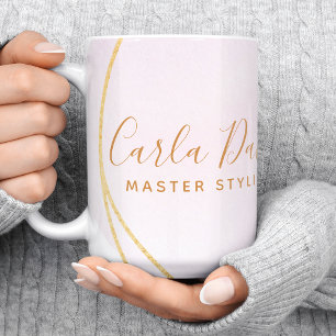 スクリプト赤面ピンクウォーターカラー金ゴールドサークル事業 コーヒーマグカップ