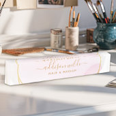 スクリプト赤面ピンクウォーターカラー金ゴールドサークル事業 デスクネームプレート